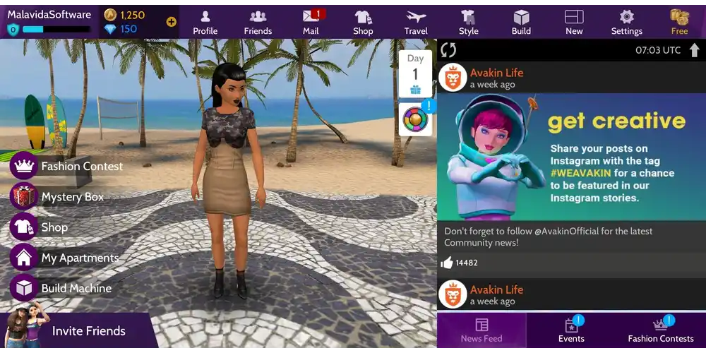 واجهة لعبة Avakin Life 3D مهكرة للاندرويد احدث اصدار 2026 بعالم افتراضي واقعي.