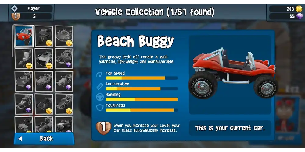 تطوير المحركات وشراء سيارات الشاطئ الخارقة عبر تنزيل Beach Buggy Racing Mod APK.