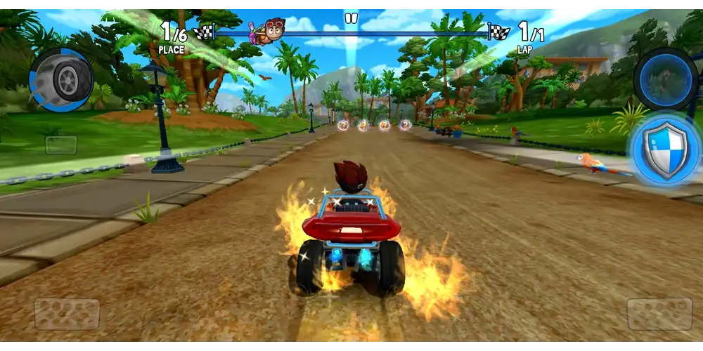 استخدام الأسلحة والقدرات الهجومية والدفاعية اللانهائية داخل Beach Buggy Racing النسخة الكاملة.