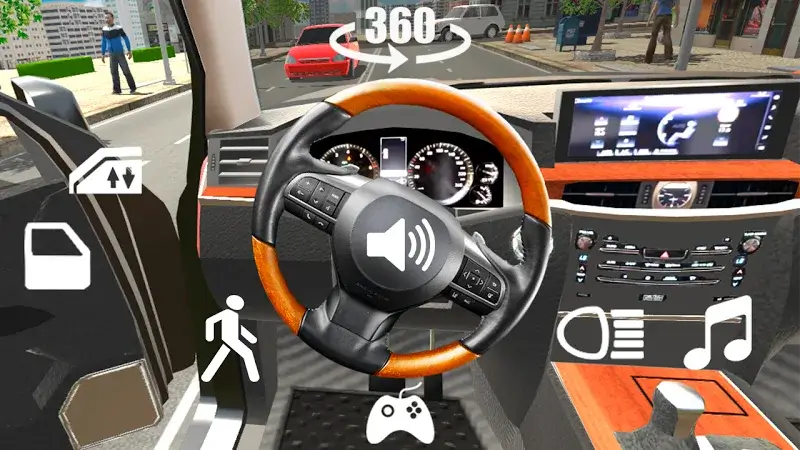 تفاصيل مقصورة القيادة الواقعية والتحكم في الأزرار داخل لعبة Car Simulator 2.