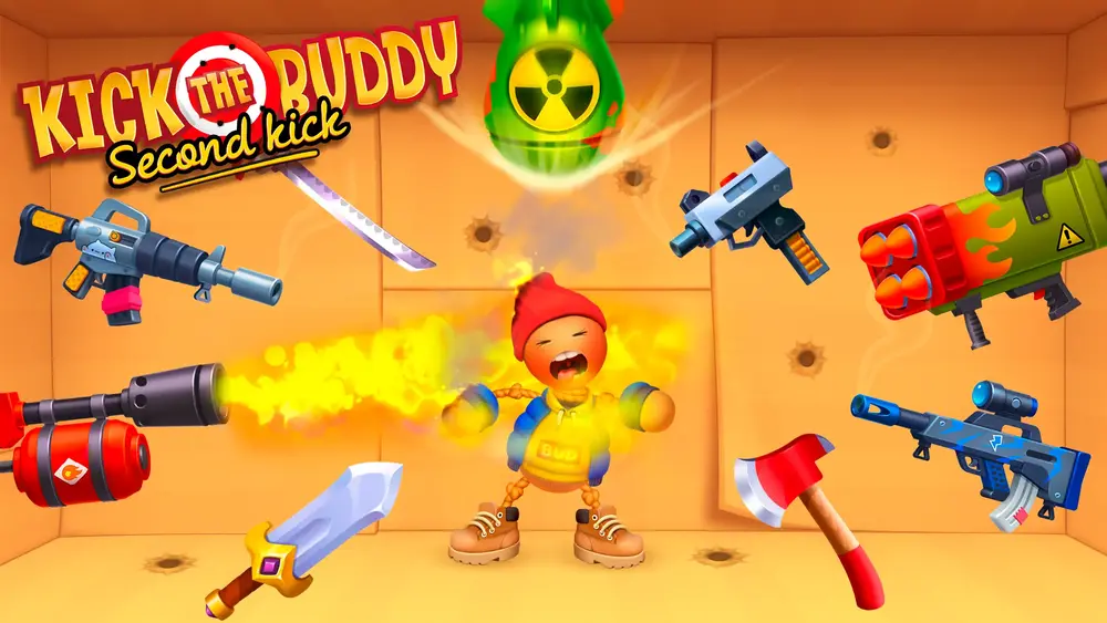 الأسلحة المفتوحة بالكامل وتشمل القنابل والصواريخ عبر تنزيل Kick the Buddy 2 Mod APK