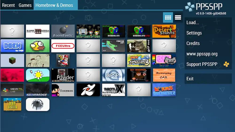 استعراض مكتبة ألعاب PSP بصيغة ISO داخل محاكي PPSSPP Gold النسخة الكاملة.