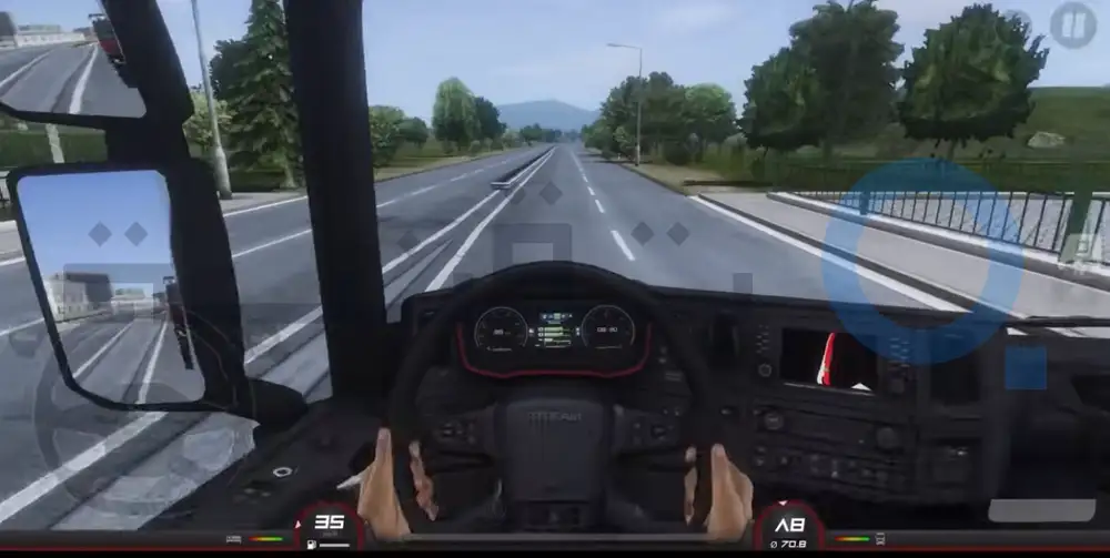 تجربة القيادة الواقعية من داخل الكبينة في لعبة Truckers of Europe 3 مهكرة.
