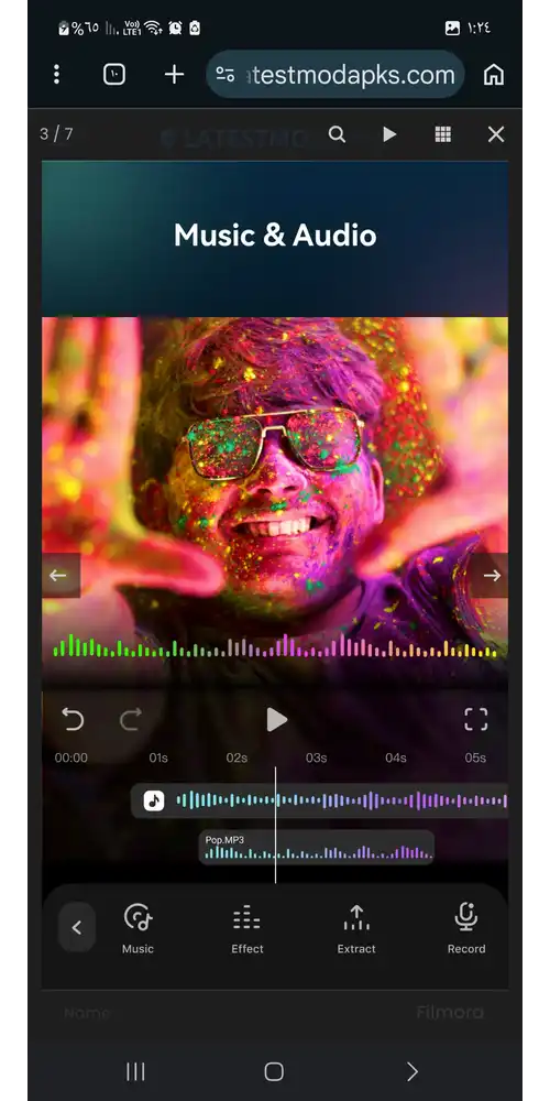 مكتبة الانتقالات والمؤثرات السينمائية المدفوعة في تطبيق Filmora go مهكر للاندرويد.