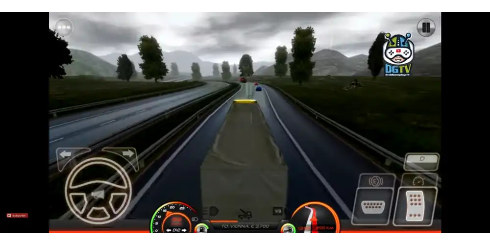 تأثيرات الأمطار والقيادة الليلية الواقعية في جرافيك لعبة Truckers of Europe 2 مهكرة.