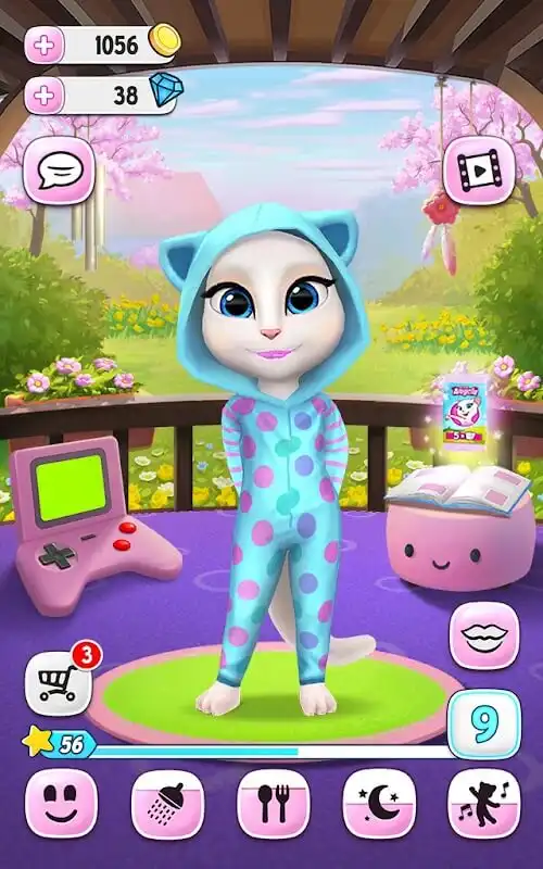ميزة النقود والماس غير المحدودة في تحميل لعبة My Talking Angela مهكرة.