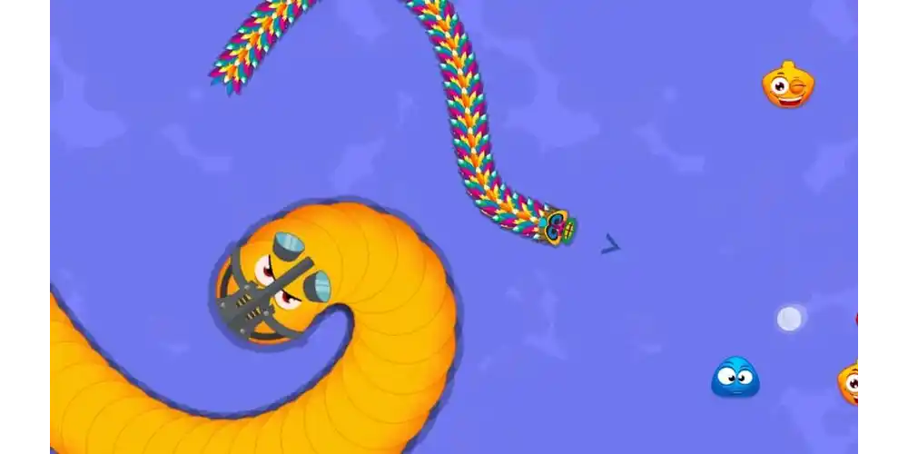 تكتيكات محاصرة الخصوم والتهام الطعام لتكبير حجم الثعبان في لعبة Worm Hunt الأصلية.
